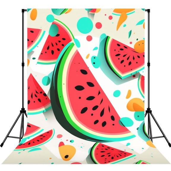 Watermelon Cool Cartoon Photography Backdrop 5x7Ft Background for Photo Studio Video Recording Birthday Party Wedding Home Decor