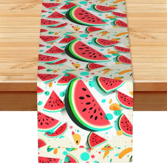 Watermelon Cool Cartoon Table Runner 13x72 Inch for Dining Table Kitchen Wedding Party Decor Fireplace Mantle
