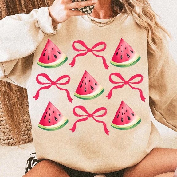 Watermelon Coquette Bow Shirt, Summer Fruit Clipart, Watercolor Kawaii Shirt, Cute Watermelon Design, Tropical Fruit, Retro Summer Aesthetic Unisex S-5XL Hot Trending Shirt, Vintage Birthday Gift