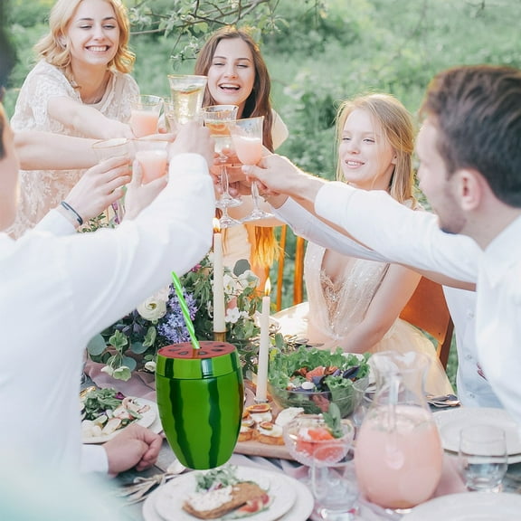 Watermelon Cup With Straw Reusable Drinkware For Summer Parties Kids Bulk Fruit Themed Bottles With Lids And