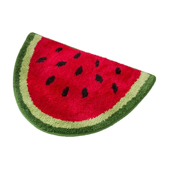 Watermelon Cute Bath Mat for Bathroom, Cute Bathroom Rugs, Funny Fruit Rug, Welcome Mat Non Slip Fruit Shaped Washable Bathtub Rug, Microfiber Soft Watermelon Shape Bathroom Rugs for Kitchen Bedroom