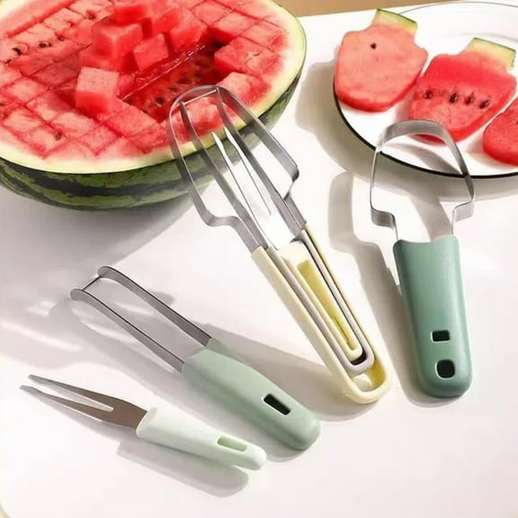 Watermelon Cutter Slicer, 3-in-1 Multifunctional Watermelon Cutter Slicer Tool, Portable Watermelon Cutter Knife Watermelon Knife Fruit Cutter
