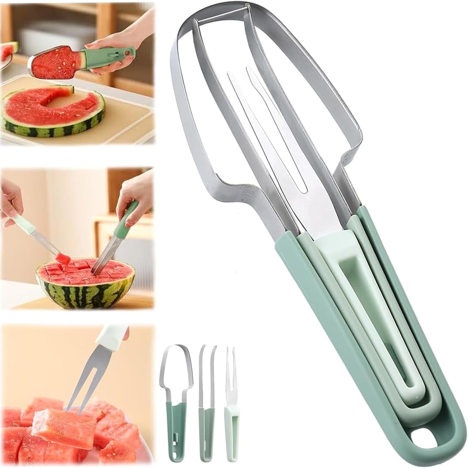 Watermelon Cutter Slicer Tool, 3 in 1 Stainless Steel Watermelon ...