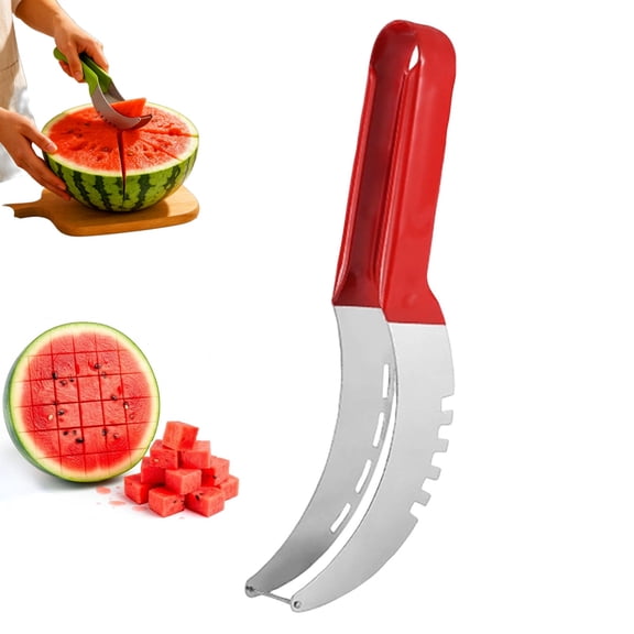Watermelon Cutter Slicer Tool - Stainless Steel Watermelon Slicer Cutter Tool, Dishwasher Safe, Ergonomic Handle, Rust-Resistant - Curved Shape and Rounded Edges for Safe, Easy Slicing & Serving