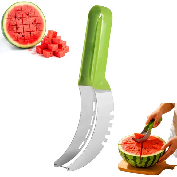 Watermelon Cutter Slicer Tool - Stainless Steel Watermelon Slicer Cutter Tool, Dishwasher Safe, Ergonomic Handle, Rust-Resistant - Curved Shape and Rounded Edges for Safe, Easy Slicing & Serving