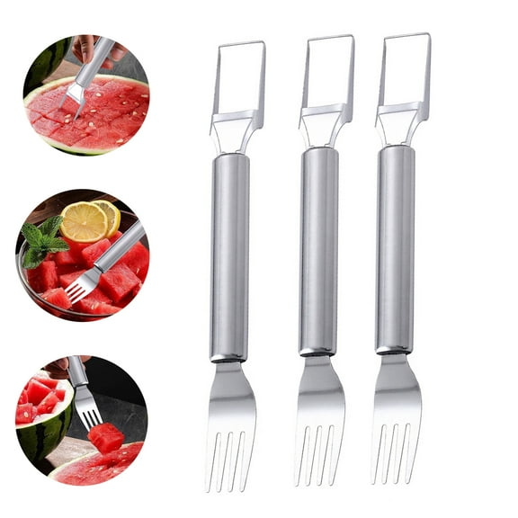 Watermelon Cutter, Stainless Steel Fruit Cutter, Dual Head Watermelon Cutter Slicer Tool, Portable Watermelon Windmill Cutter Fork Slicer, Quickly Fruit Forks Slicer for Home Party Camping