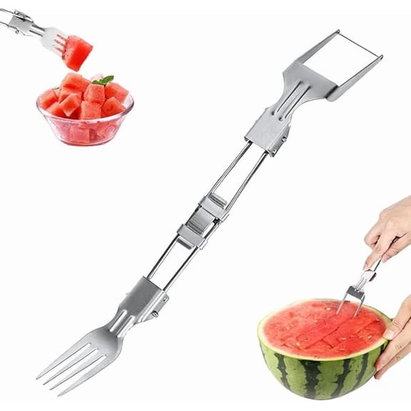 Watermelon Cutter Stainless Steel Watermelon Cutter Summer Watermelon Cutting Artifact Stainless Steel Fruit forks Knife for Family Parties Camping