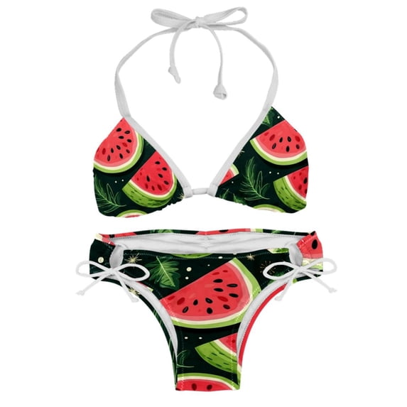 Watermelon Detachable Sponge Adjustable Strap One-Piece Swimsuit Set - Two-Pack, Beach & Pool Ready