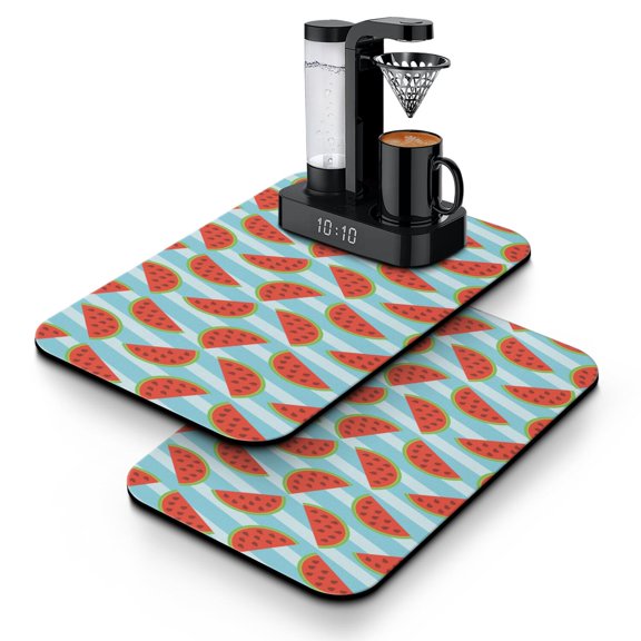Watermelon Dish Drying Mat, Tropical Summer Fruit Pattern Cute Aesthetic Kitchen Mat