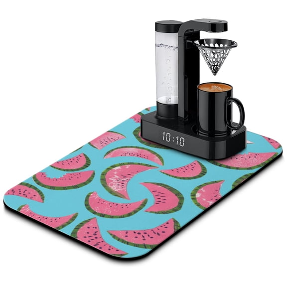 Watermelon Dish Drying Mat, Tropical Summer Fruit Pattern Cute Aesthetic Kitchen Mat