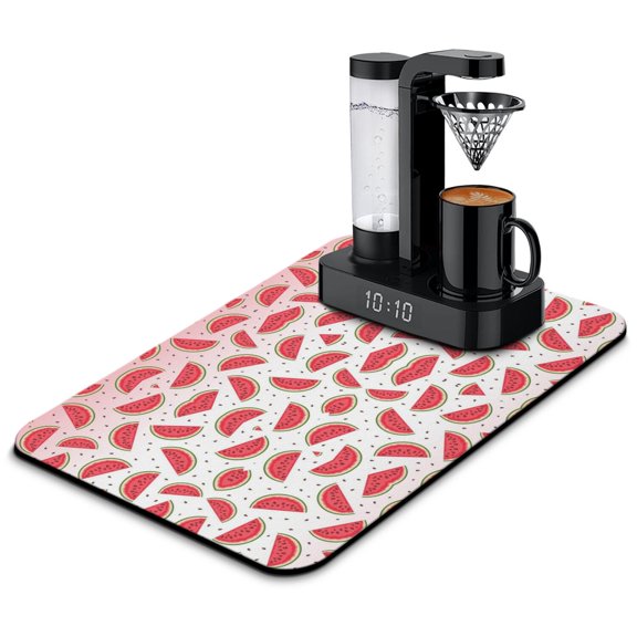 Watermelon Dish Drying Mat, Tropical Summer Fruit Pattern Cute Aesthetic Kitchen Mat