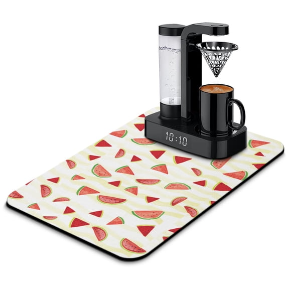 Watermelon Dish Drying Mat, Tropical Summer Fruit Pattern Cute Aesthetic Kitchen Mat