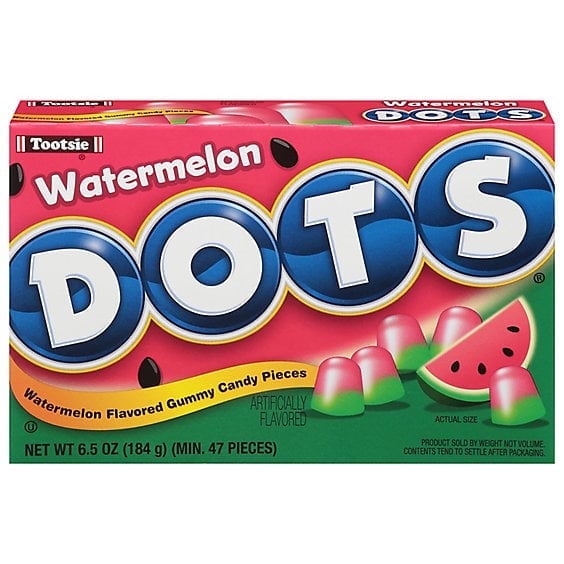 Watermelon Dots (3 Pack)  - Chewy Assorted Fruit-Flavored Gummy Candy – (6.5 oz Boxes, 47 Pieces Per Box)
