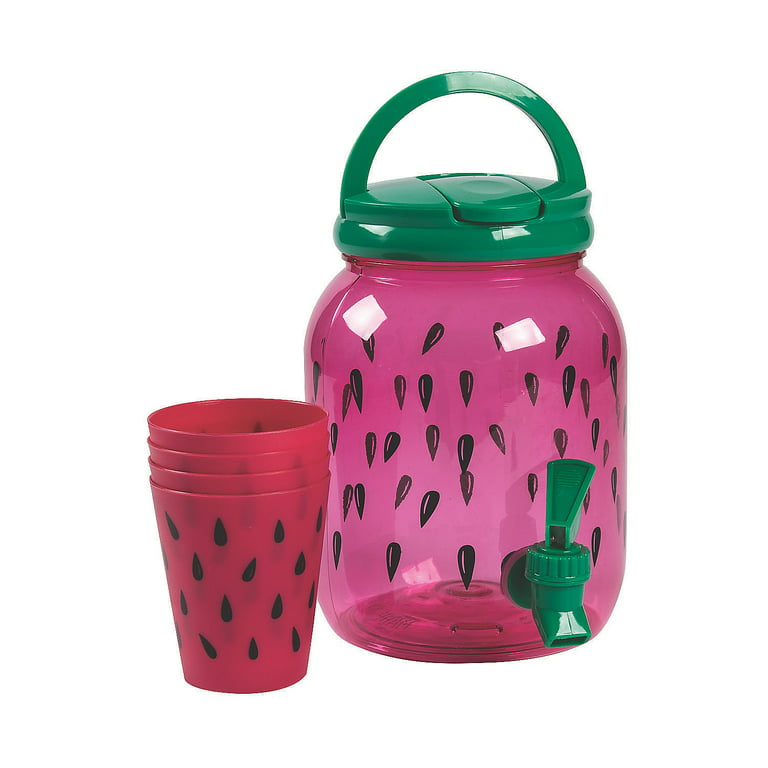 Watermelon Drink Dispenser & Cups - Party Supplies - 5 Pieces
