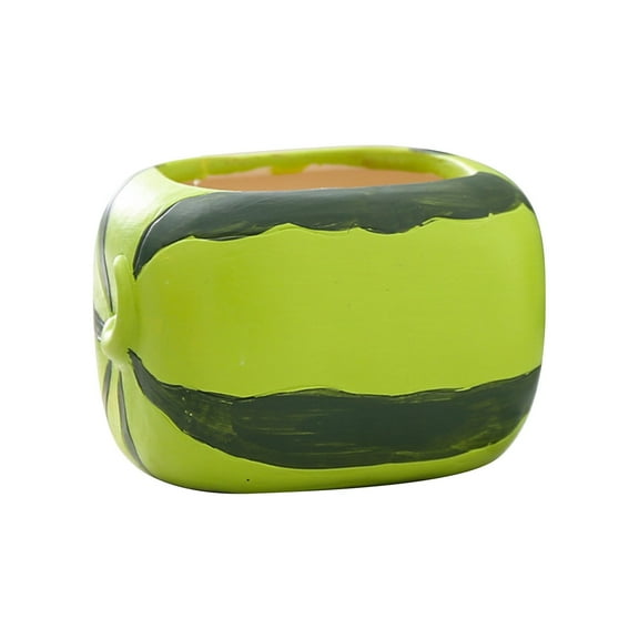 Watermelon Flowerpot - Breathable Ceramic, Creative Design, Resin Material, Suitable for Home Decoration