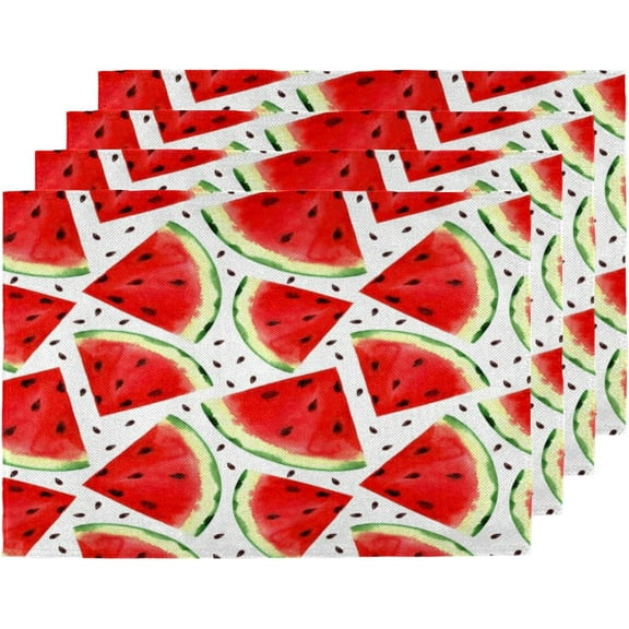 Watermelon Food Placemats Set of 4 Table Mats Washable Placemat Waterproof Place Mats for Home Party Dining Table Decor 18x12 in