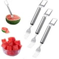 thumbnail image 1 of Watermelon Fork Slicer Cutter, 2025 New 2-in-1 Stainless Steel Fruit Cutter, Dual Head Fruit Forks, Summer Watermelon Cutter Slicer Tool Home Kitchen Gadgets (3 PCS), 1 of 9