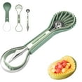 thumbnail image 1 of Watermelon Fork Slicer Cutter Upgrade Watermelon Cutter Stainless Steel Fruit Cutter Slicer Tool Summer Watermelon Cutting Tool Fork Slicer Set For Home/ 3 In 1 Fruit Baller Green, 1 of 8