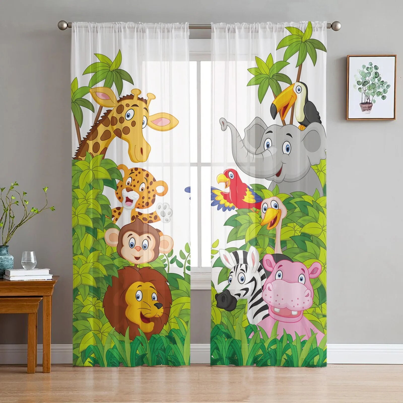 Watermelon Fruit Cartoon Sheer Curtains for Living Room Decoration