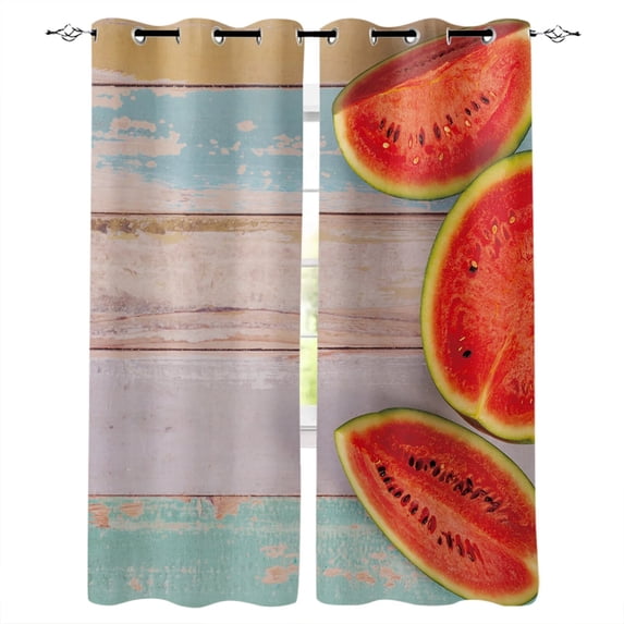 Watermelon Fruit Cartoon Window Curtains Living Room Outdoor Print Decor Kids Window Treatment Valances Party