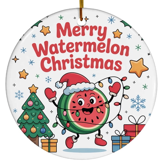 Watermelon Fruit Christmas Ornamen, Watermelon Merry Christmas Ornament, Fruit Xmas Tree Decor Ornaments 2025, Gift for Fruit Lovers