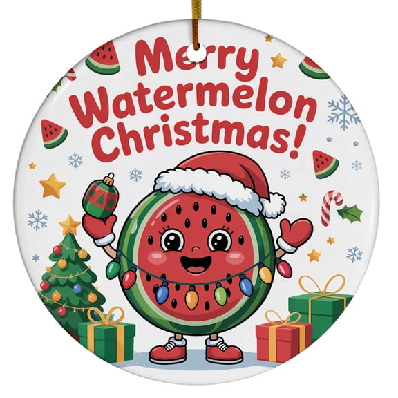 Watermelon Fruit Christmas Ornamen, Watermelon Merry Christmas Ornament, Fruit Xmas Tree Decor Ornaments 2025, Gift for Fruit Lovers
