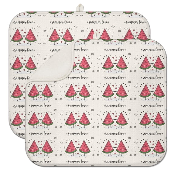 Watermelon Fruit Dish Drying Mat – Summer Tropical Watermelon Print Kitchen Mat, Cute Aesthetic Pattern for Watermelon Lovers