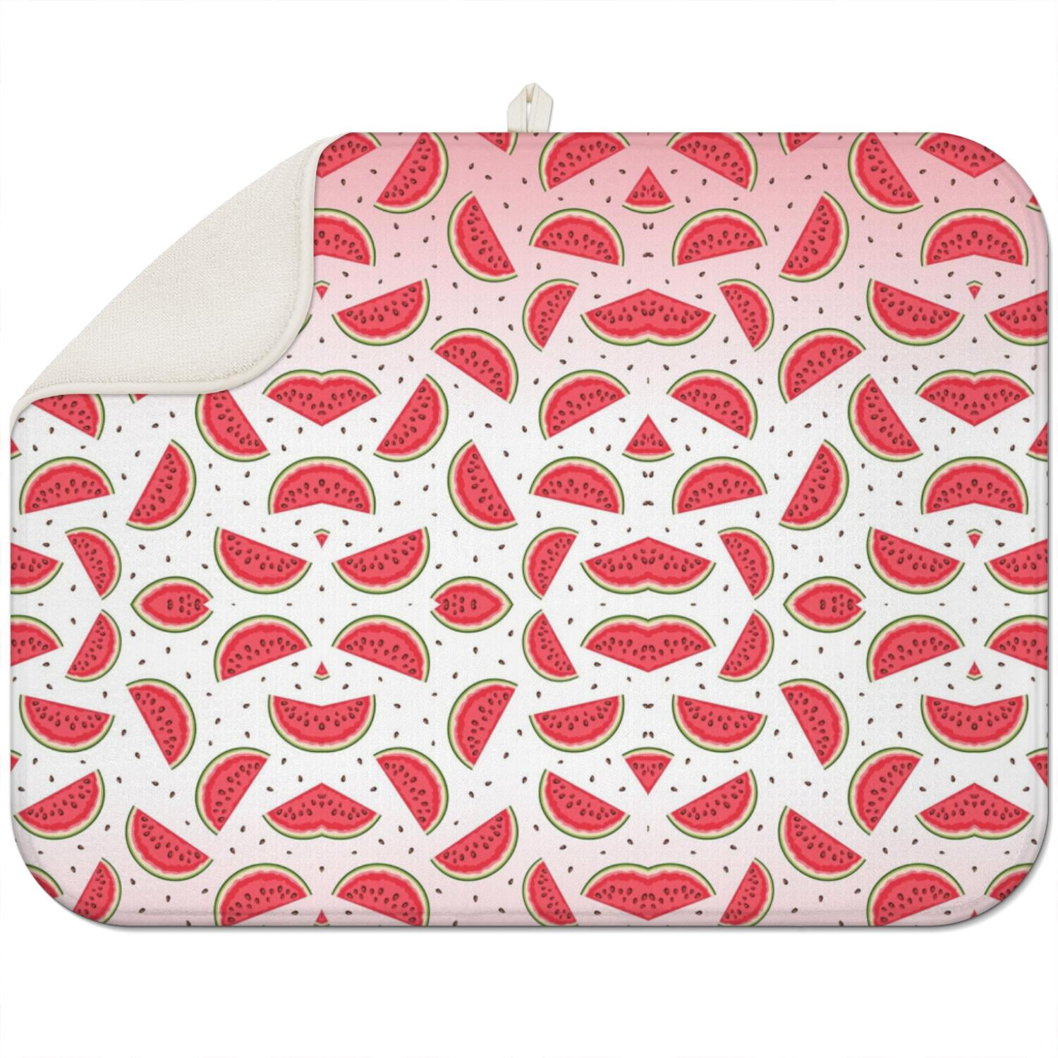 Watermelon Button Mat Watermelon Fruit Dish Drying Mat – Summer Tropical Watermelon Print ...