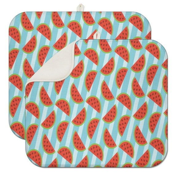 Watermelon Fruit Dish Drying Mat – Summer Tropical Watermelon Print Kitchen Mat, Cute Aesthetic Pattern for Watermelon Lovers