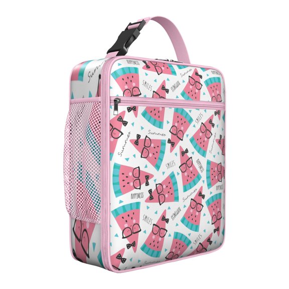 Watermelon Fruit Insulated Lunch Bag – Fresh Summer Tropical Pattern with Cute Geometric Design, Waterproof Bento Tote for School, Office, or Outdoor Adventures
