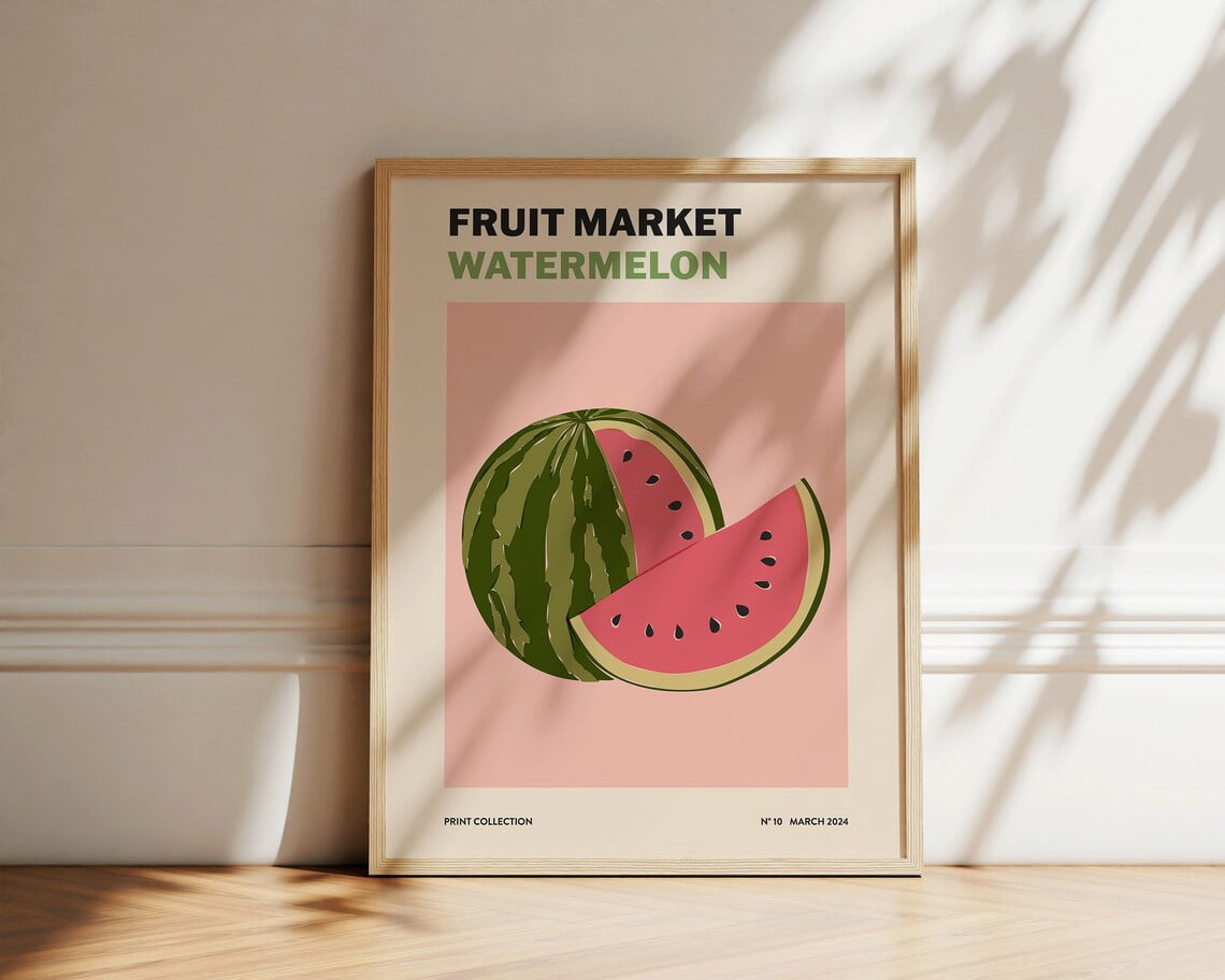 Watermelon Fruit Market Print, Abstract Art, Trendy Poster, Watermelon ...