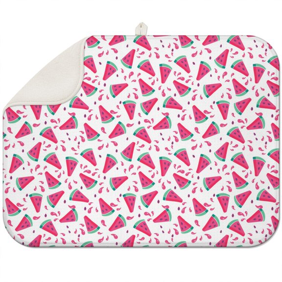 Watermelon Fruit Print Kitchen Drying Mat Space-Saving Foldable Mat with Hanging Loop for Small Spaces