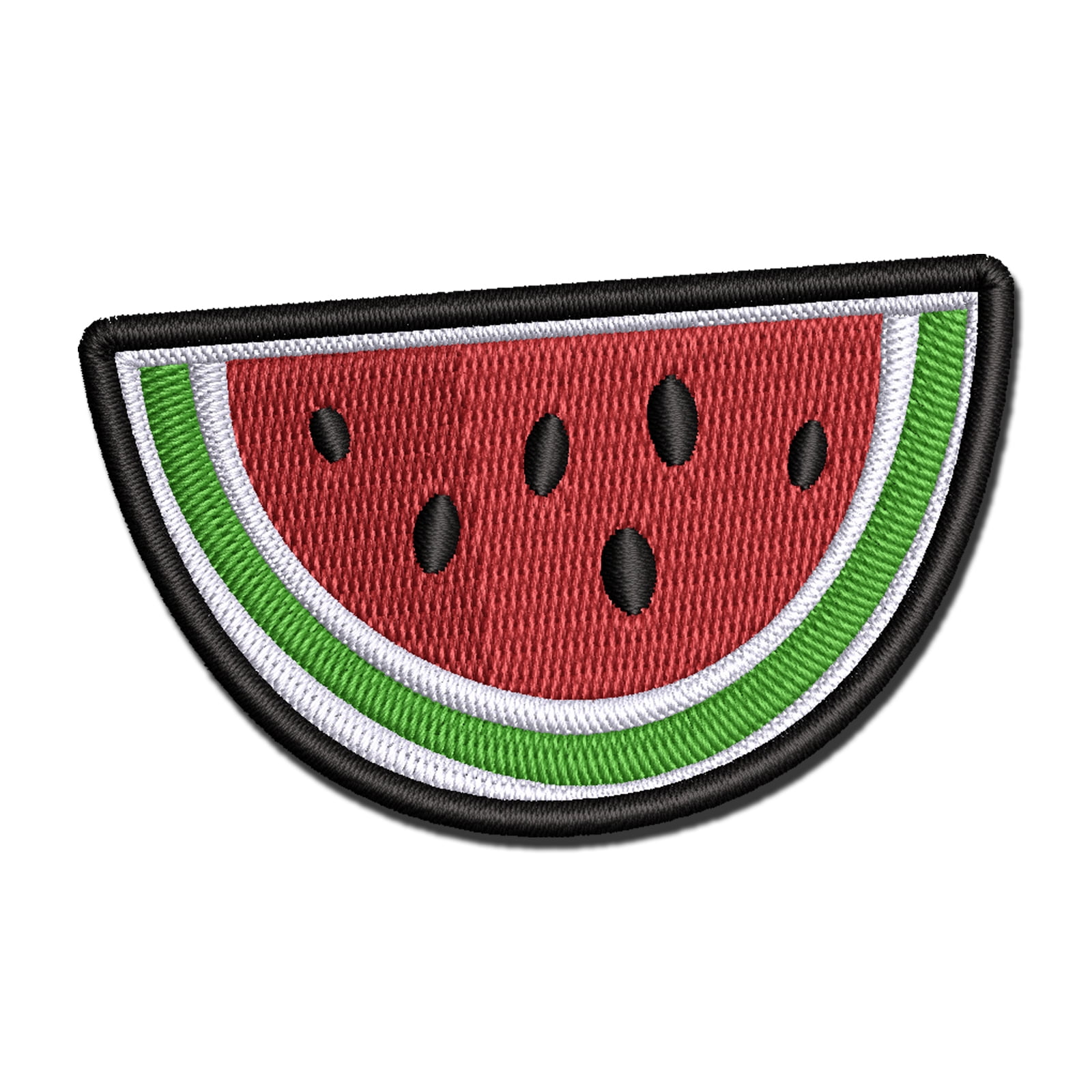 Watermelon Fruit Slice Applique Multi-Color Embroidered Hook & Loop Patch - 3.5 Inch Large