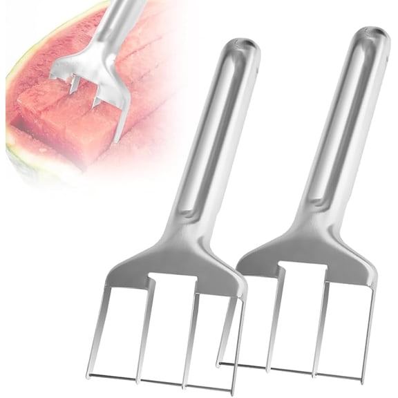 Watermelon Fruit Slicer Cutter Tool, 2025 New Stainless Steel mango Fruit Cutters Melon Cutting Tool, Multi Watermelon Slicer Melon Cutter for Camping Kitchen Gadgets (2 pcs)