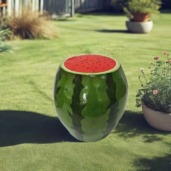 Watermelon Fruit Stool, 13.4"Oversized Resin Stool, Side Table, Home Decor Plant Stand Garden Indoor Outdoor Decorations, Multi-Purpose Innovative Garden Furniture