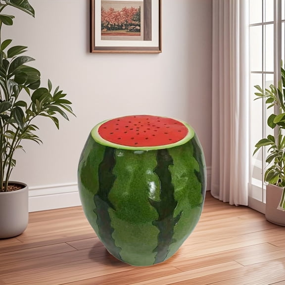 Watermelon Fruit Stool, 13.4"Oversized Resin Stool, Side Table, Home Decor Plant Stand Garden Indoor Outdoor Decorations, Multi-Purpose Innovative Garden Furniture