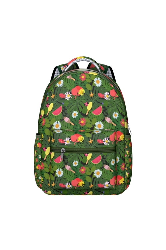 Watermelon Fruit Students Backpack Cute Summer Watermelon Pattern School Bag with Tropical Fresh Print for Watermelon Lovers and Beach Party Vibes