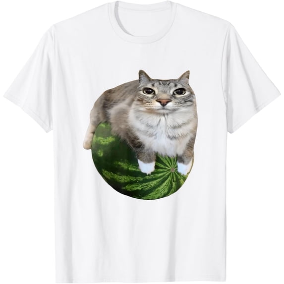 Watermelon Funny Cat Silly Cat Meme Unisex T-Shirt