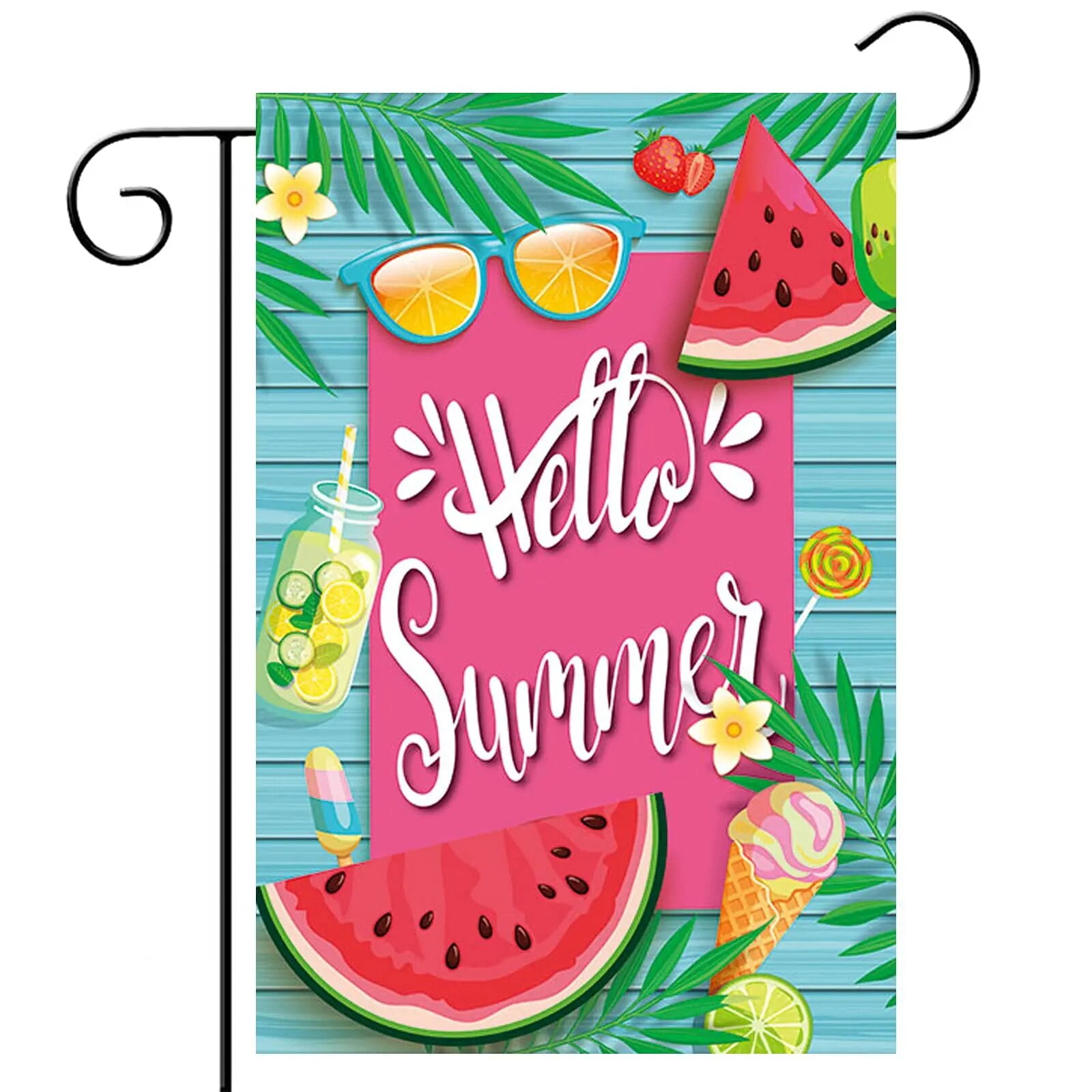 Watermelon Garden Flag Hello Summer Yard Flag Colorful Tropical Hawaii