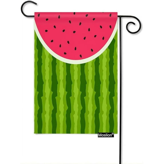 Watermelon Garden Flags Double Sided Summer Fruit with Black Seeds Red Slice Polka Dot Green Striped Skin Yard Flag Burlap Banners Home Decorative Outdoor Villa