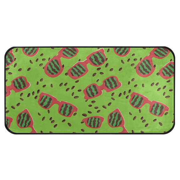 Watermelon Glasses Pattern Kitchen Runner Rug 39x20 in Non Slip Absorbent Cushioned Laundry Bathroom