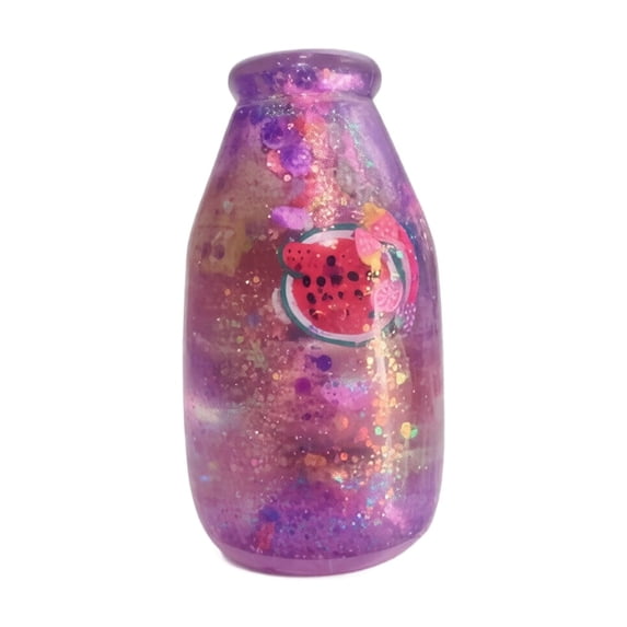 Watermelon Glitter Squishy Toy with Liquid Filled Bottle Design, 1 Piece, Purple, for Kids and Adults, Sensory Squeeze Toy