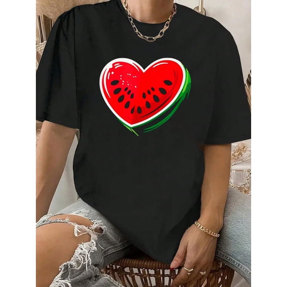 Watermelon Heart Shaped Summer Fruit T-Shirt