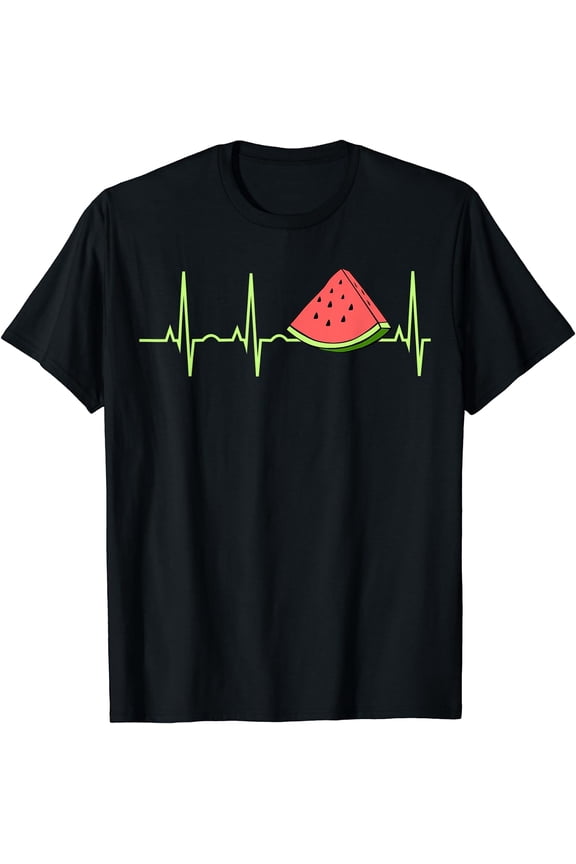 Watermelon Heartbeat Shirt Best T-Shirt for Watermelon Lover Black X-Large