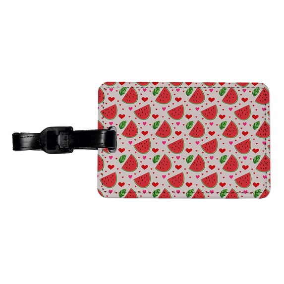 Watermelon Hearts Pattern Faux Leather Travel Luggage Tag
