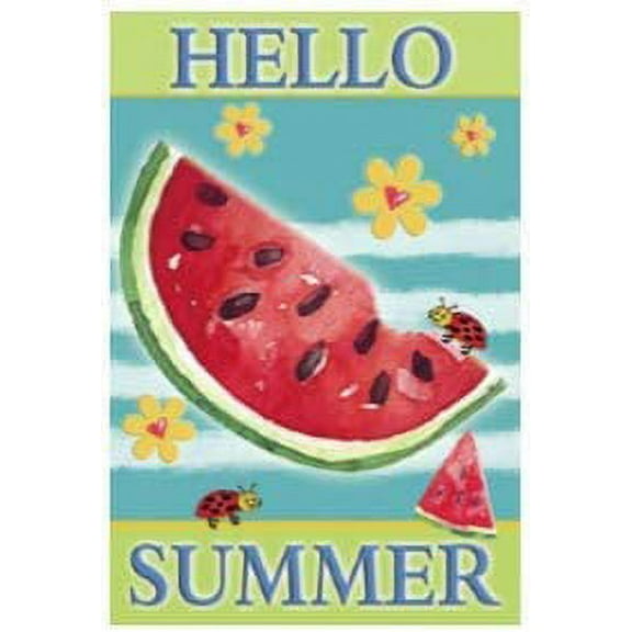 Watermelon Hello Summer Garden Flag 12" x 18", 4th of July