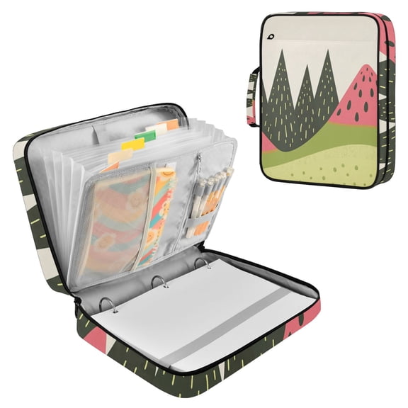 Watermelon Hills Trees Accordion File Organizer Expanding File Folder 3-Ring Binder Bag 500 Sheets A4 Size