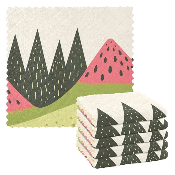 Watermelon Hills Trees Dish Cloths Dish Towels Cleaning Cloths Quick Drying Reusable 11" x 11" Set of 6