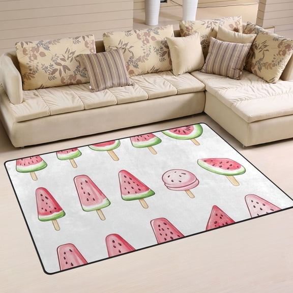 Watermelon Ice Creams Area Rug Washable Floor Carpet Mat 60 x 39 inch for Bedroom Living Room Kids Room Home Decor