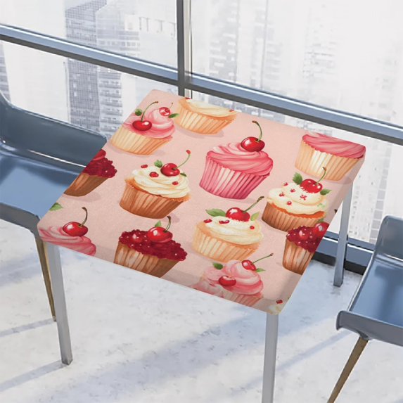 Watermelon Ice Lolly Square Fitted Table Cover Elastic Tablecloth Reusable Waterproof Fabric Table Cloth for Dining Kitchen Party Indoor Outdoor, 34X34 Inch